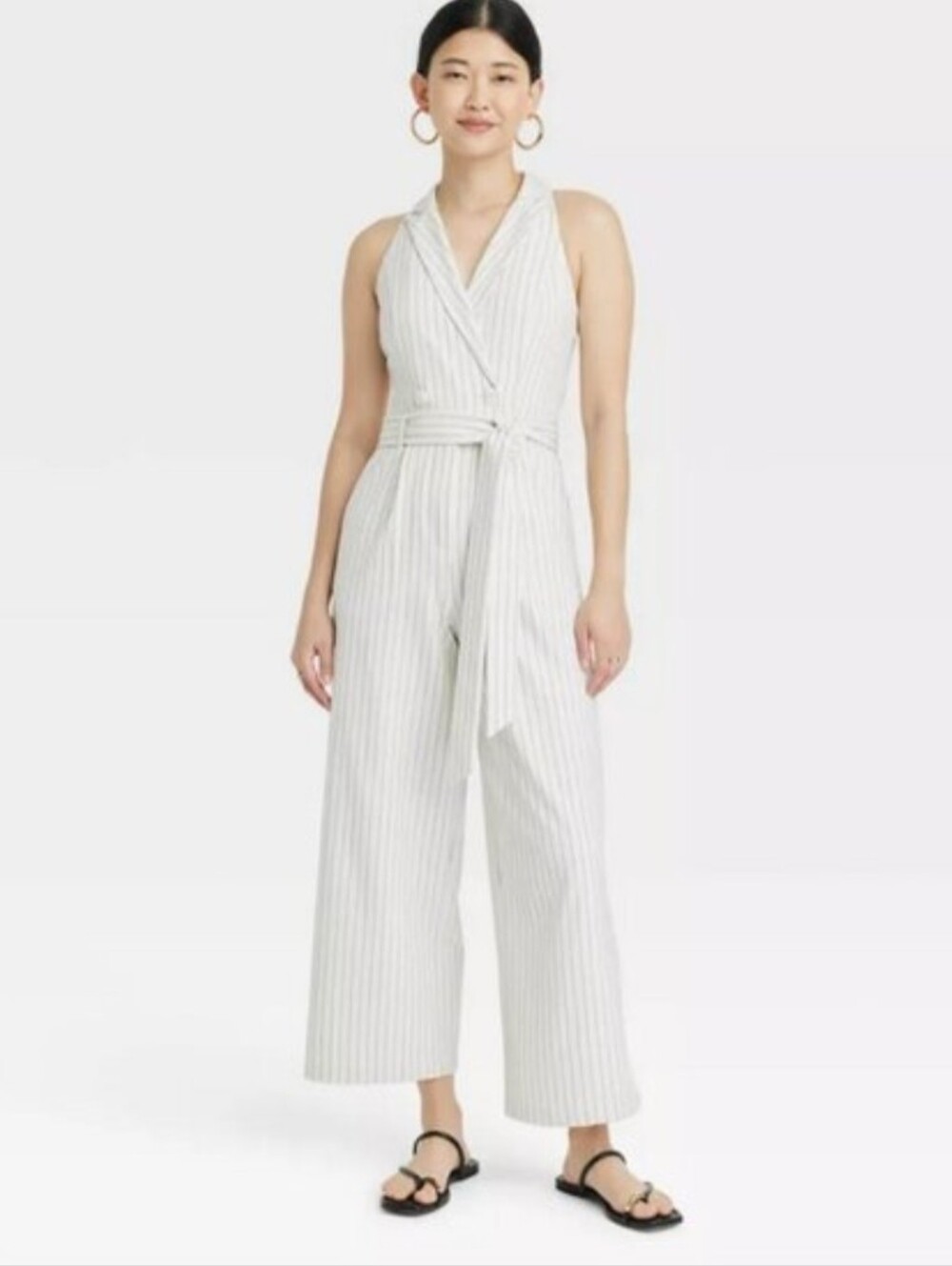 A New Day Wide Leg Pinstripe Jumpsuit Medium